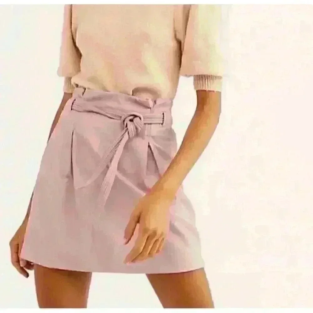 Free People Women's Payton Paperbag‎ Mini Skirt 10 Mauve Swoon #OB1053690 Boho